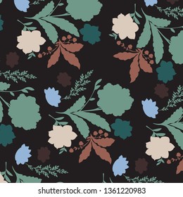 Floral bouquet vector pattern with small flowers and leaves