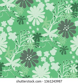 Floral bouquet vector pattern with small flowers and leaves