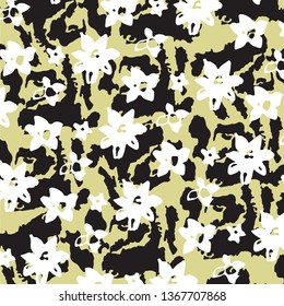 Floral bouquet vector pattern with small flowers and leaves
