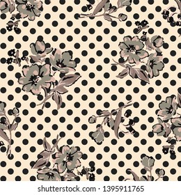 Rama vectorial floral con flores y hojas pequeñas