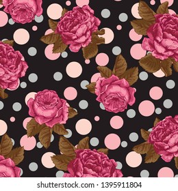 Floral bouquet vector pattern with small flowers and leaves