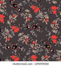 Floral bouquet vector pattern with small flowers and leaves