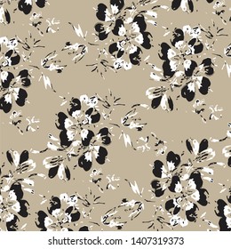 Floral bouquet vector pattern with small flowers and leaves