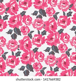 Floral bouquet vector pattern with small flowers and leaves