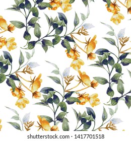 Floral bouquet vector pattern with small flowers and leaves
