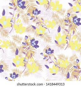 Floral bouquet vector pattern with small flowers and leaves