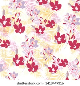 Floral bouquet vector pattern with small flowers and leaves