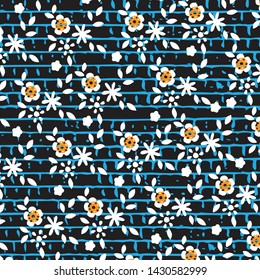 Floral bouquet vector pattern with small flowers and leaves