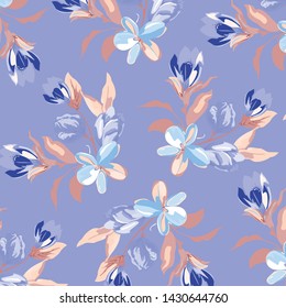 Floral bouquet vector pattern with small flowers and leaves