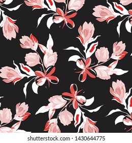 Floral bouquet vector pattern with small flowers and leaves