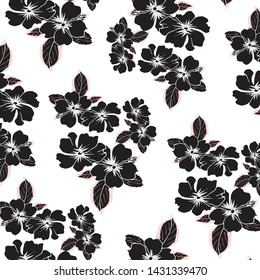 Floral bouquet vector pattern with small flowers and leaves