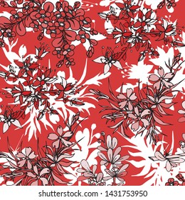 Floral bouquet vector pattern with small flowers and leaves