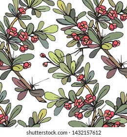 Floral bouquet vector pattern with small flowers and leaves