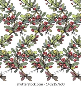 Floral bouquet vector pattern with small flowers and leaves