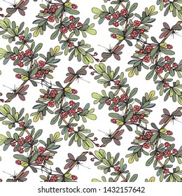 Floral bouquet vector pattern with small flowers and leaves