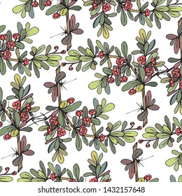 Floral bouquet vector pattern with small flowers and leaves