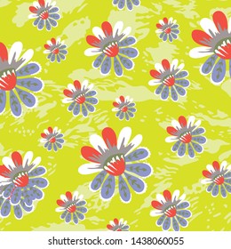 Floral bouquet vector pattern with small flowers and leaves