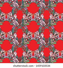 Floral bouquet vector pattern with small flowers and leaves