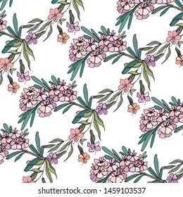 Floral bouquet vector pattern with small flowers and leaves