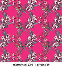 Floral bouquet vector pattern with small flowers and leaves