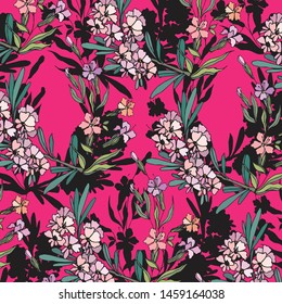 Floral bouquet vector pattern with small flowers and leaves