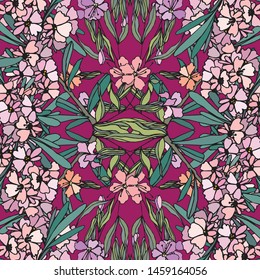 Floral bouquet vector pattern with small flowers and leaves