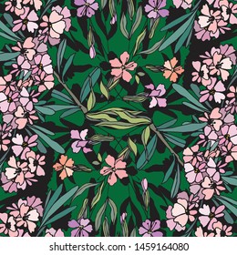 Floral bouquet vector pattern with small flowers and leaves
