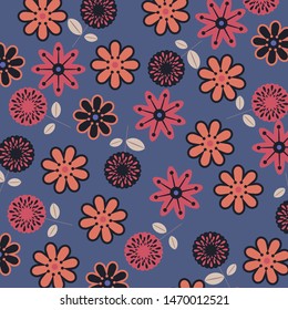 Floral bouquet vector pattern with small flowers and leaves