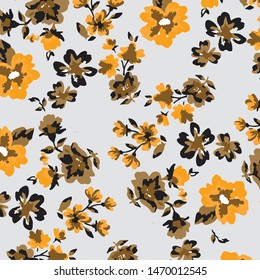 Floral bouquet vector pattern with small flowers and leaves