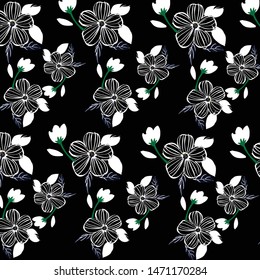 Floral bouquet vector pattern with small flowers and leaves