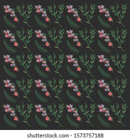 Floral bouquet vector pattern with small flowers and leaves