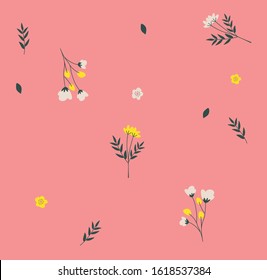 Floral bouquet vector pattern with small flowers and leaves