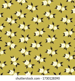 Floral bouquet vector pattern with small flowers and leaves, Elegant template for fashion prints