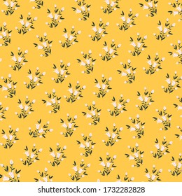 Floral bouquet vector pattern with small flowers and leaves, Elegant template for fashion prints