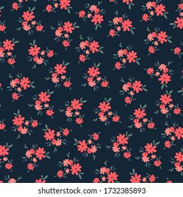 Floral bouquet vector pattern with small flowers and leaves, Elegant template for fashion prints