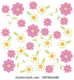 Floral bouquet vector pattern with small flowers and leaves

