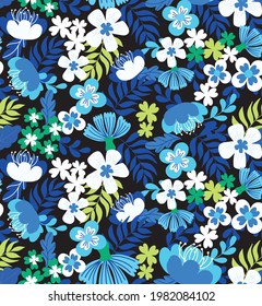 
Blumenstrauquet-Vektormuster mit kleinen Blumen und Blättern