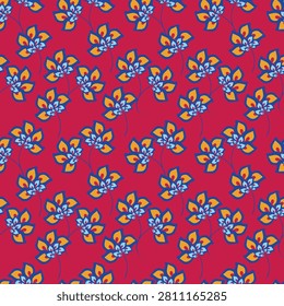 Floral bouquet vector pattern with small flowers and leaves