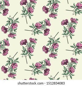 floral bouquet vector seamless pattern in pink and green