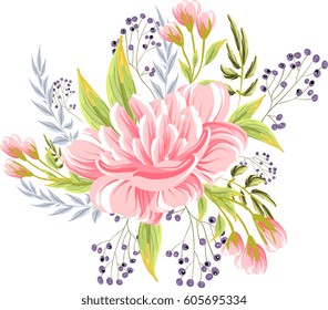 Floral bouquet for wedding invitation Pink flowers