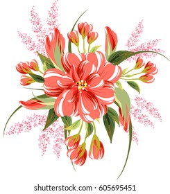 Floral bouquet for wedding invitation Pink flowers