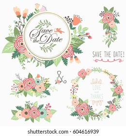 Floral Bouquet Wreath Frame Elements