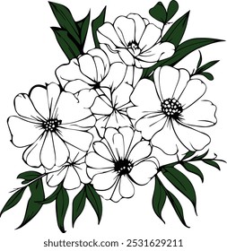 floral bouquets - Flowers outline, silhouette, design, logo, art, for cricut