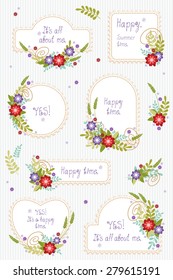 Floral bouquets, frames. The vector set for design. 