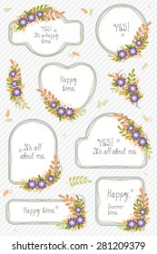 Floral bouquets, frames. The vector set for design.