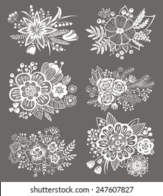 Floral bouquets set. Vector decorative elements