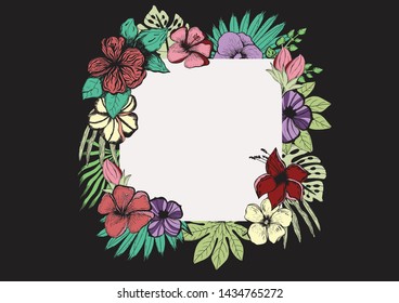 Floral bouqute. Bright colors flowers. Hand drawn vector. Isolated black