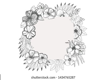 Floral bouqute. Bright colors flowers. Hand drawn vector. Isolated on white.