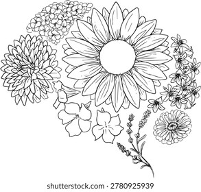 floral brain with august flowers