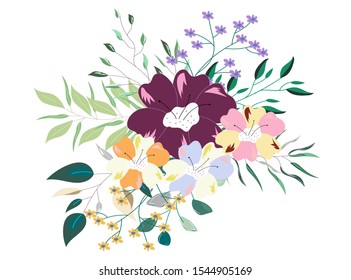 Floral branch. Botanic  Design for banner, wedding, poster, invitation, cover, placard, brochure, header.